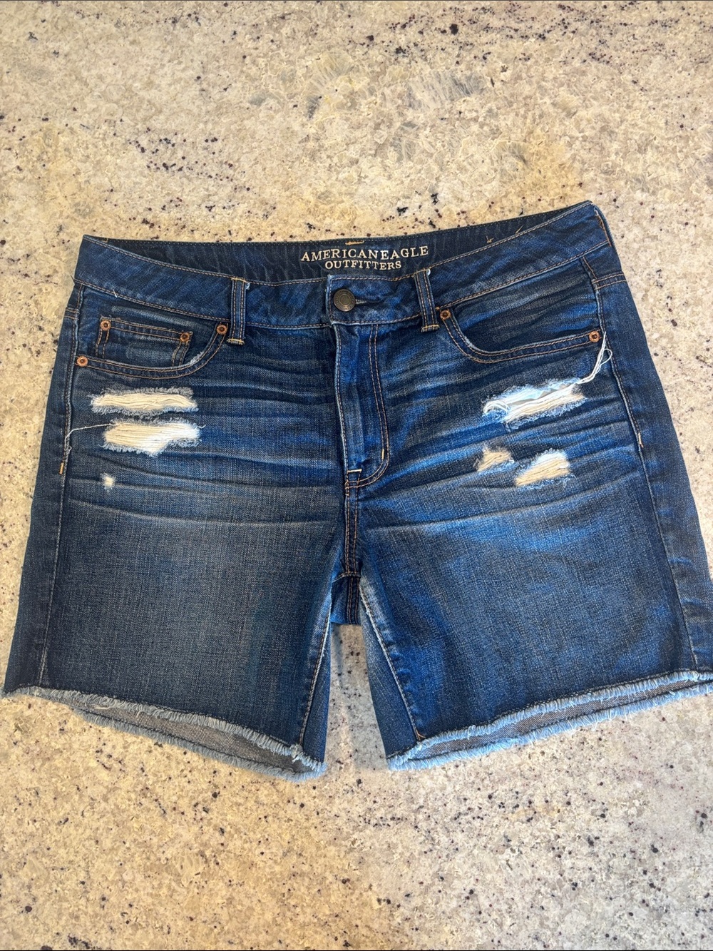 American Eagle Outfitters Blue Distressed Denim Cutoff Shorts sz 12